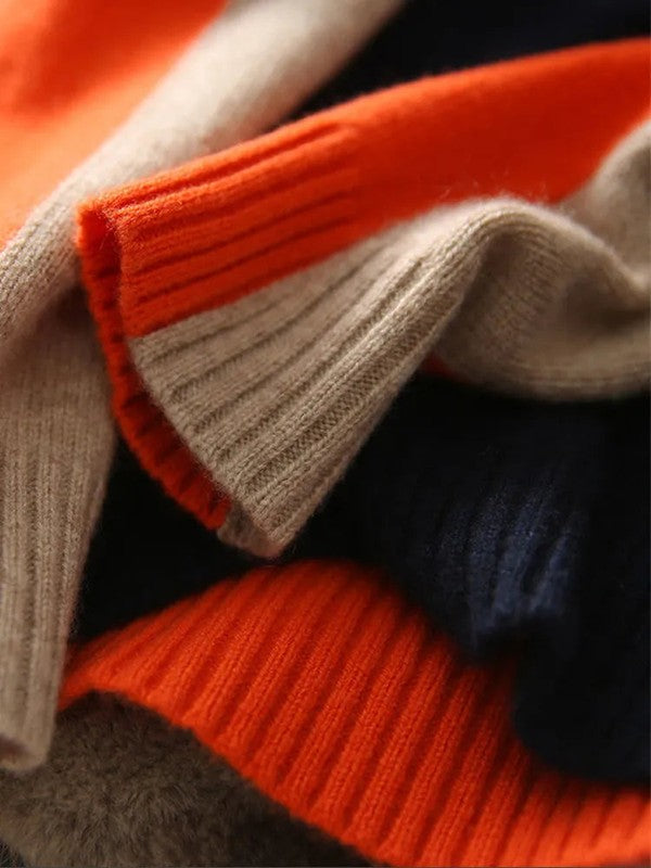 Women's Color Block Wool Sweater – Comfortable and Fashionable Sweater for Fall and Winter