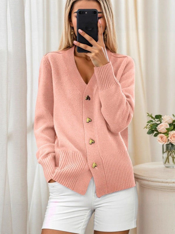 Elegant Heart Button Cardigan – Women's Cardigan with Heart-Shaped Buttons | Timeless & Stylish