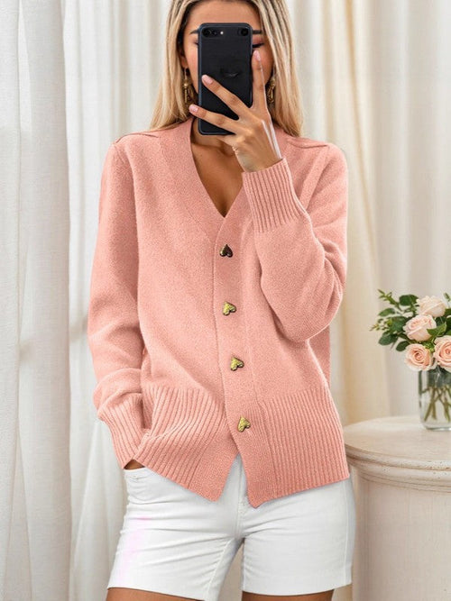Elegant Heart Button Cardigan – Women's Cardigan with Heart-Shaped Buttons | Timeless & Stylish